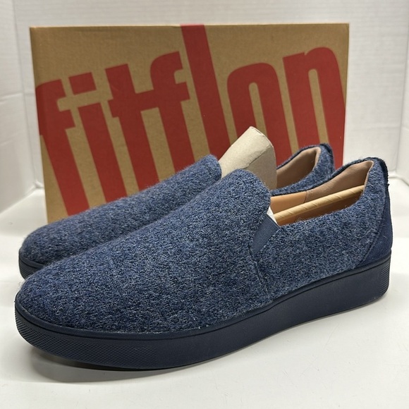 Fit Flop Rally Shoe Merino Wool Sneakers Slip On Comfort Shoes Blue New Women 11 - Picture 3 of 10